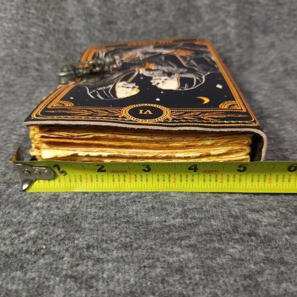 Book of Spells Leather Journal Deckle Edge Paper Skull Lover Antique Vintage